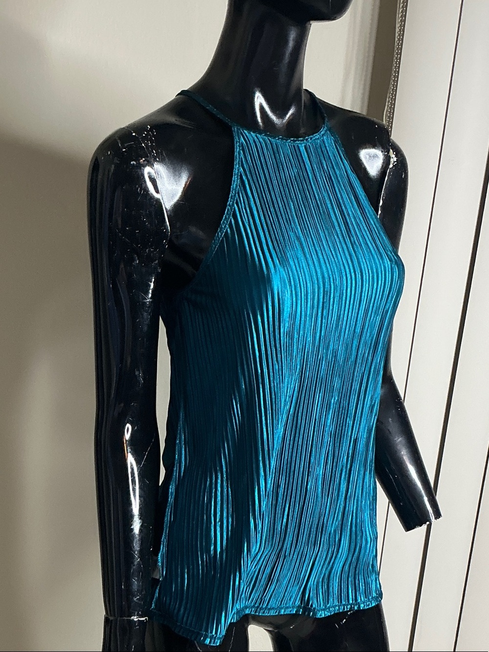 Teal Pleated Halter Neck Women's blouse
